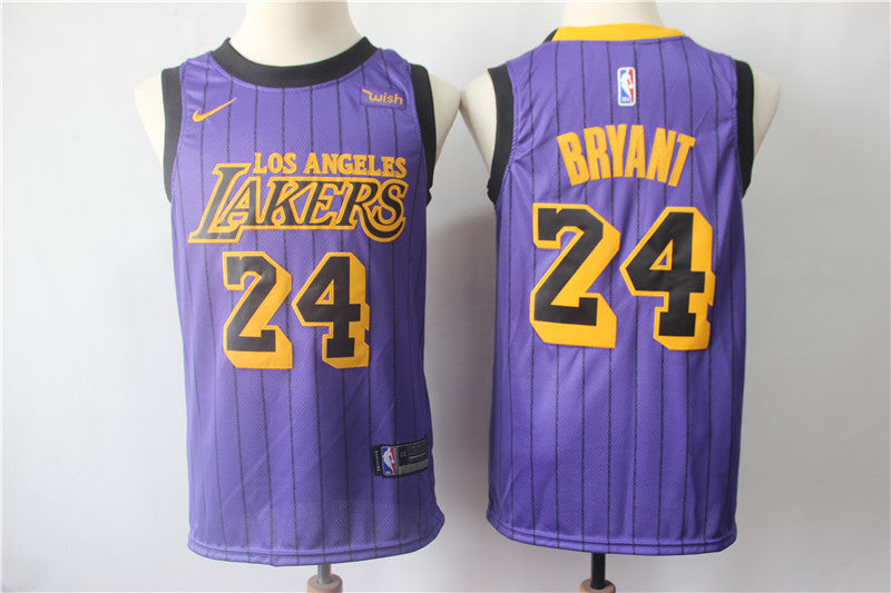 Kobe Bryant #24 Los Angeles Lakers City Edition Purple Pinstripe Swingman Jersey