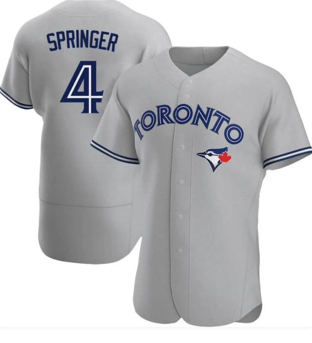 Men's Toronto Blue Jays #4 George Springer Royal Blue Home Replica Stitched Baseball Jersey
