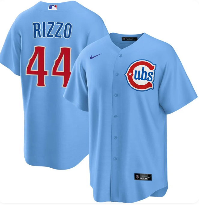 Men's Chicago Cubs Anthony Rizzo #44 Nike Light Blue 2nd Alternate Replica Jersey