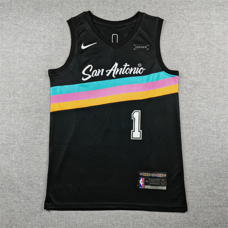 Victor Wembanyama #1 San Antonio Spurs City Edition Swingman Jersey – Black (Fiesta)