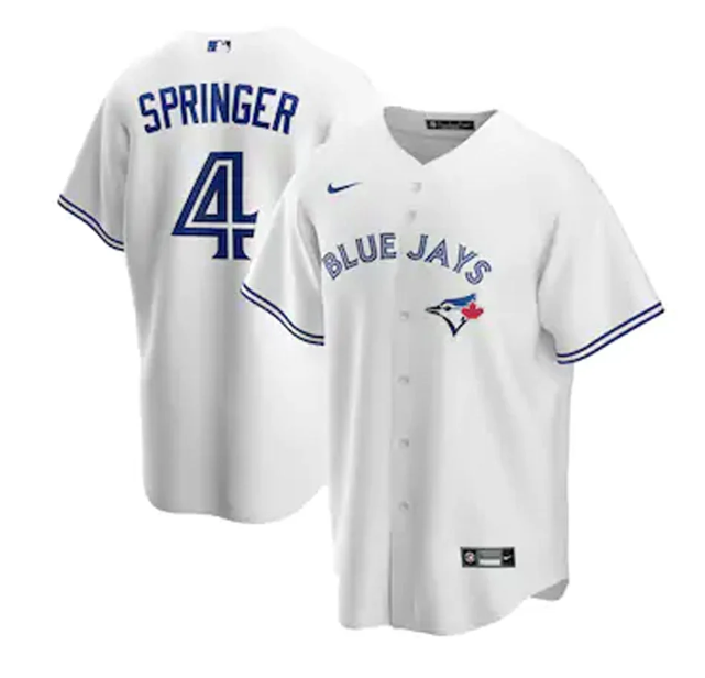 Men's Toronto Blue Jays #4 George Springer Royal Blue Home Replica Stitched Baseball Jersey