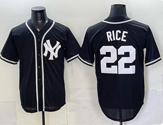 Men's New York Yankees Ben Rice #22 2026 Fashion Replica Blackout Stitched Jersey