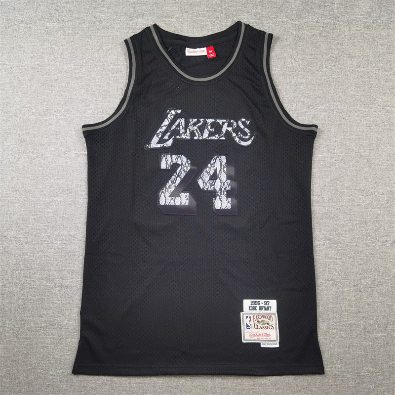 Kobe Bryant #24 Los Angeles Lakers 1996-97 Hardwood Classics Black Mamba Snake Print Jersey – Black