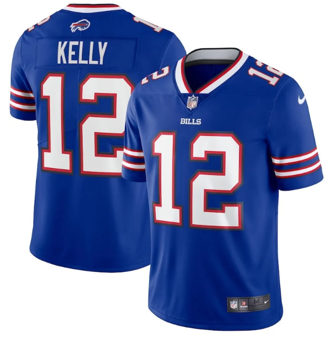 Buffalo Bills #12 Jim Kelly Men's '90s Throwback Retired Player Limited Jersey – Royal Blue