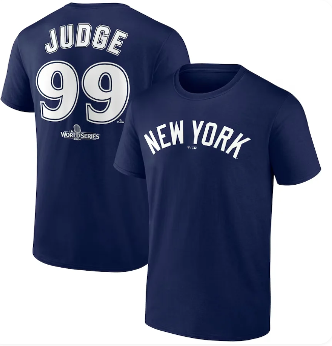 Men's New York Yankees Aaron Judge #99 2024 World Series Name & Number T-Shirt