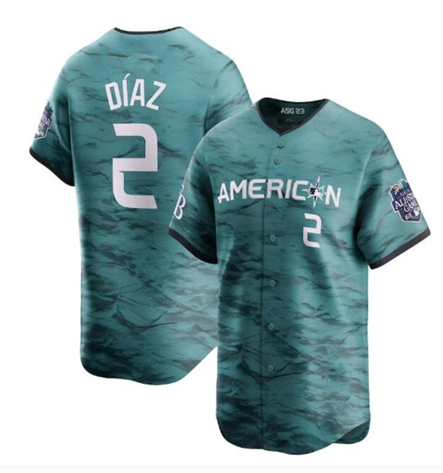 Men's #2 Yandy Díaz American League 2023 MLB All-Star Game Limited Player Jersey - Teal