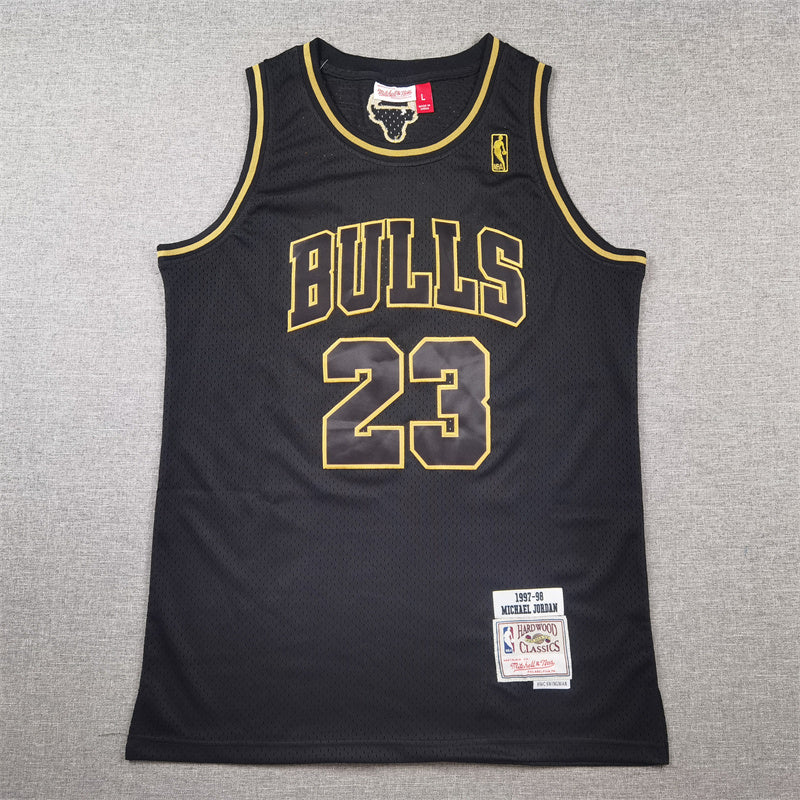 Michael Jordan #23 Chicago Bulls Mitchell & Ness Hardwood Classics Jersey – Black/Gold
