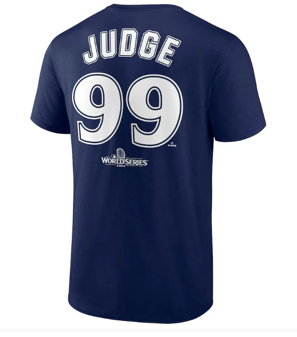 Men's New York Yankees Aaron Judge #99 2024 World Series Name & Number T-Shirt
