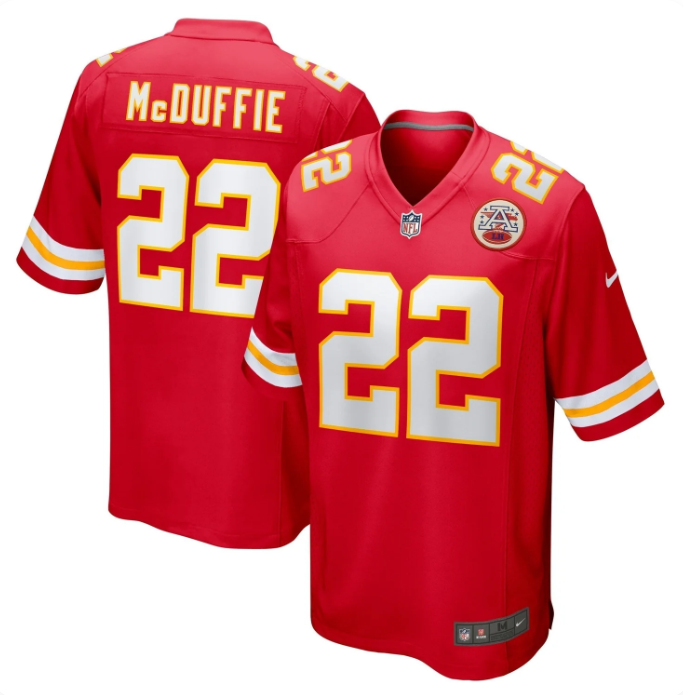Kansas City Chiefs #22 Trent McDuffie Nike Game Jersey – Red