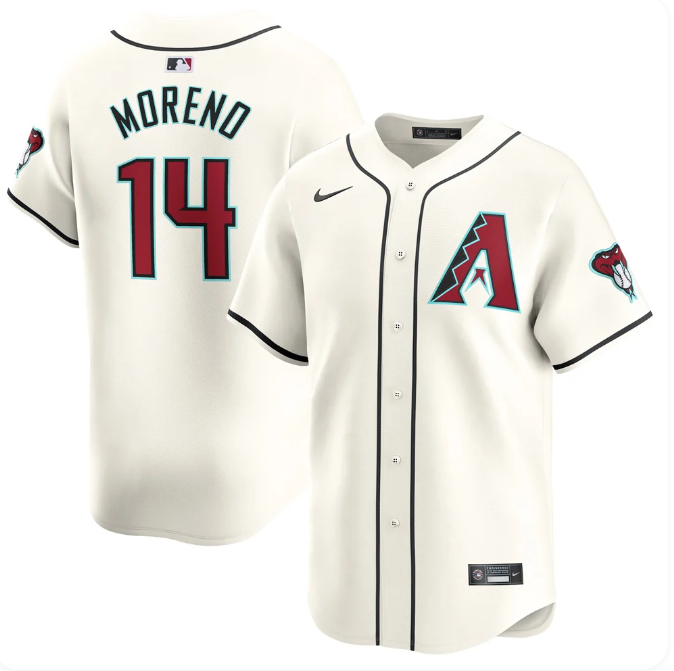 Men's Arizona Diamondbacks #14 Gabriel Moreno White Home Stitched Jersey