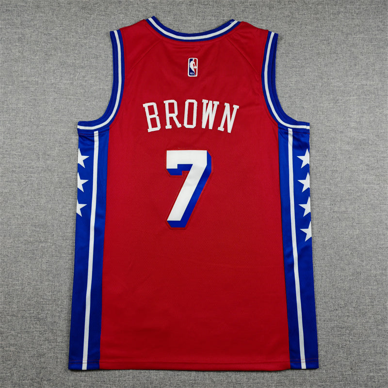 Jaylen Brown #7 Philadelphia 76ers Statement Edition Swingman Jersey – Red