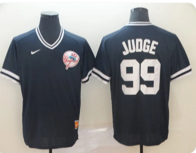 New York Yankees #99 Aaron Judge Nike Cooperstown Collection Men's Pullover V-Neck Jersey – Navy