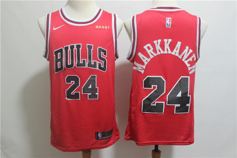 Lauri Markkanen #24 Chicago Bulls Nike Icon Edition Swingman Jersey – Red