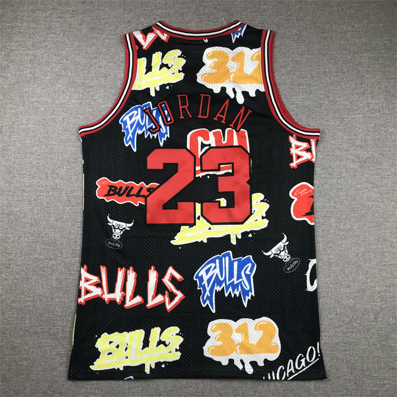 Michael Jordan #23 Chicago Bulls Mitchell & Ness Hardwood Classics Jersey – Black Graffiti