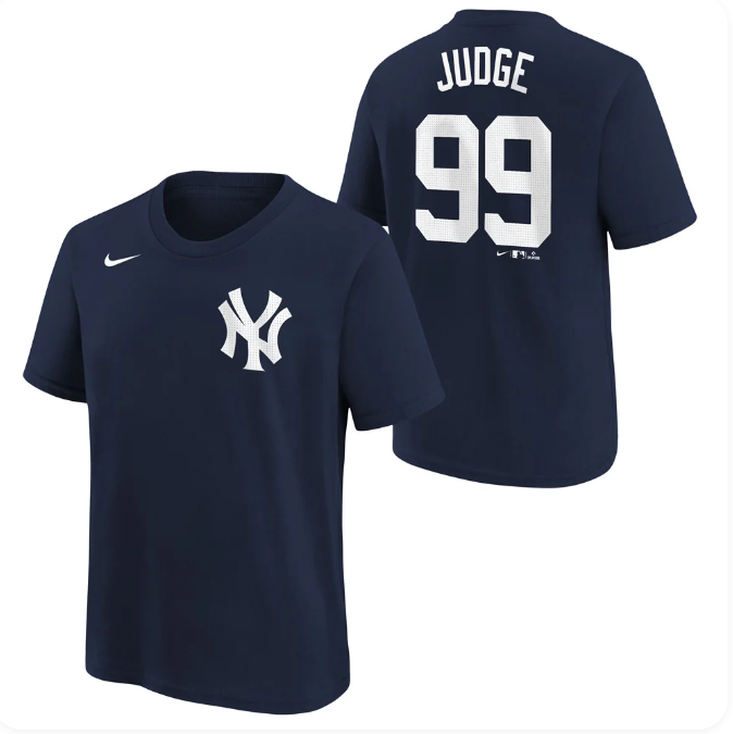 Youth New York Yankees Aaron Judge #99 Nike Name & Number T-Shirt – Navy