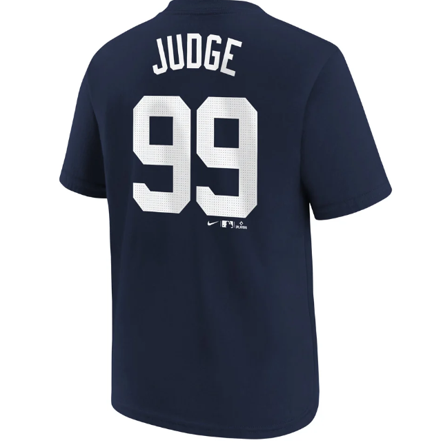 Youth New York Yankees Aaron Judge #99 Nike Name & Number T-Shirt – Navy