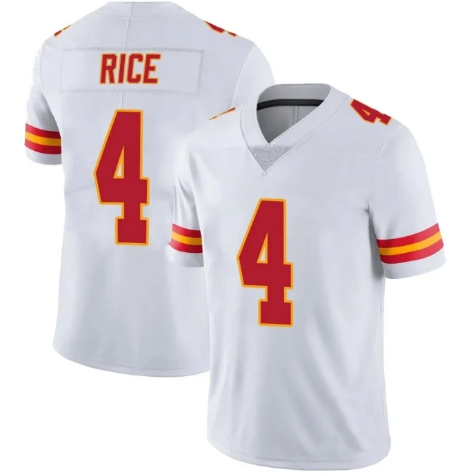 Men's Nike Rashee Rice #4 White Kansas City Chiefs Vapor Limited Stitched Jersey