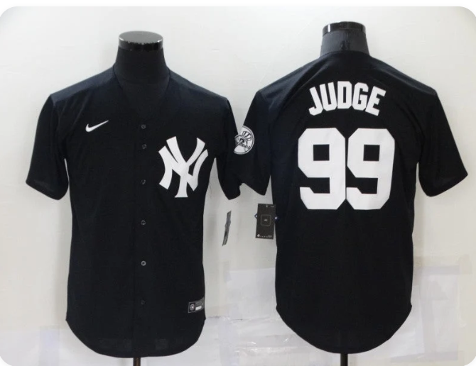 New York Yankees #99 Aaron Judge Nike Men's Baseball Jersey – Black Button-Front with NY Logo