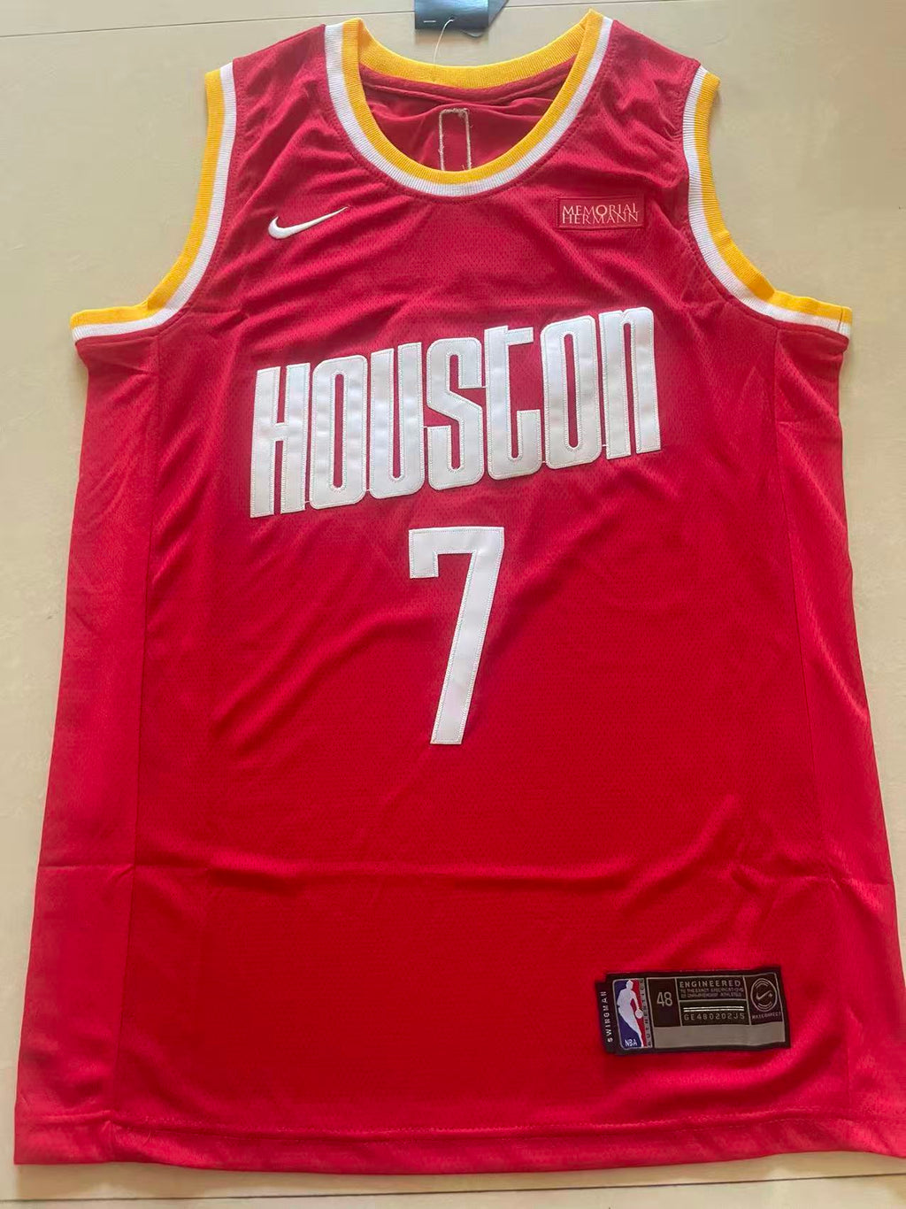 Kevin Durant #7 Houston Rockets Classic Edition Swingman Jersey – Red (Gold Trim)