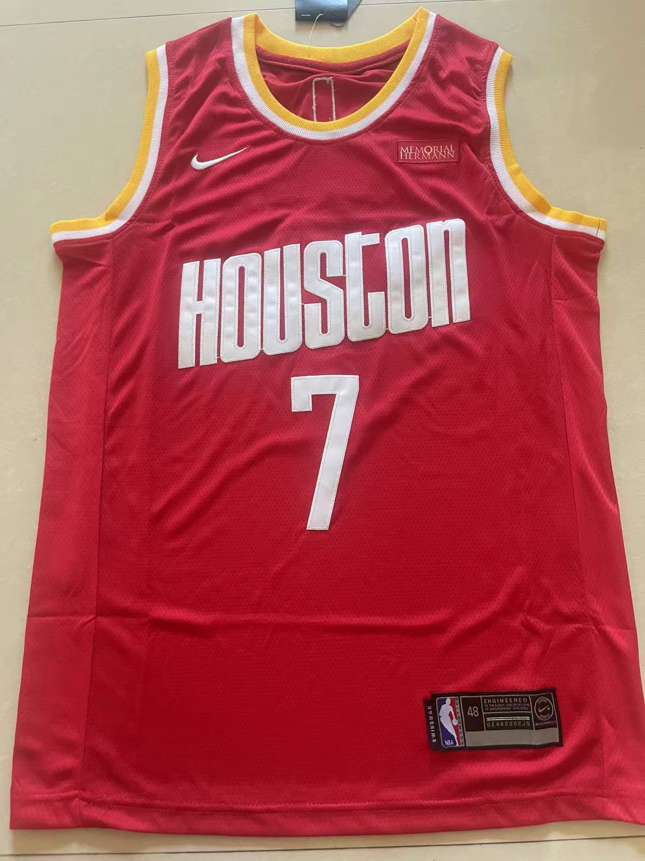 Kevin Durant #7 Houston Rockets Classic Edition Swingman Jersey – Red (Gold Trim)