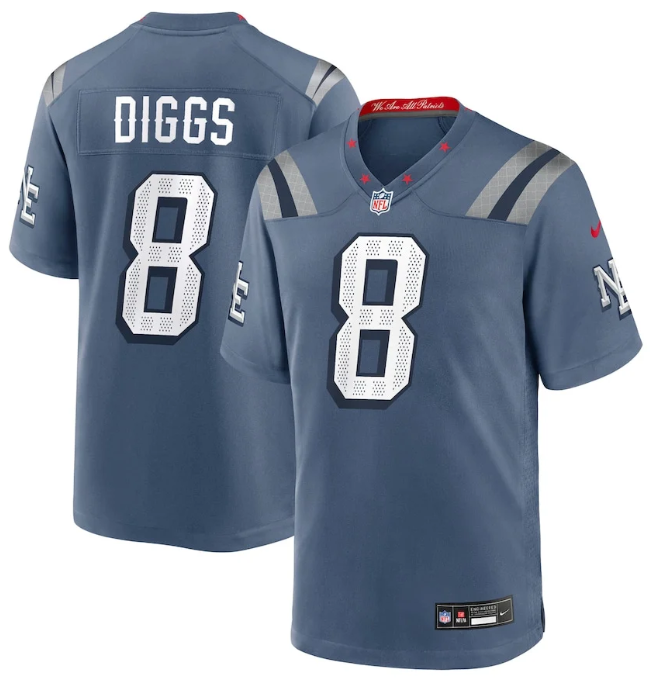 New England Patriots Stefon Diggs 2025 Rivalries Collection Game Jersey – Storm Blue