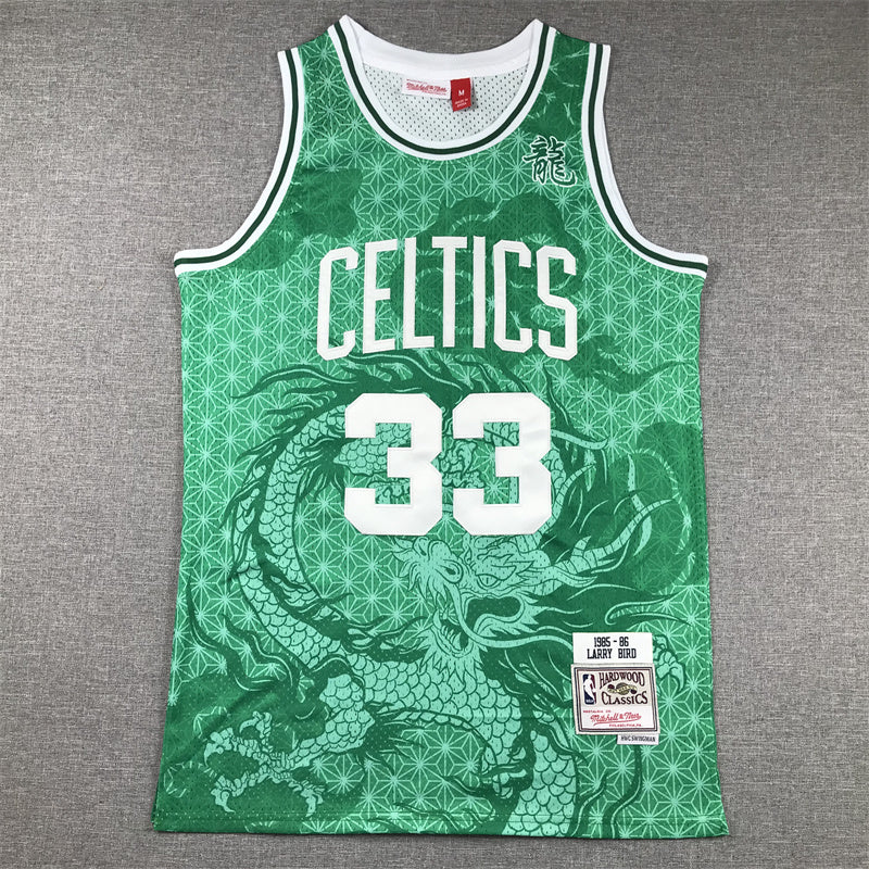 Larry Bird #33 Boston Celtics 1985-86 Mitchell & Ness Hardwood Classics Year of the Dragon Swingman Jersey – Green