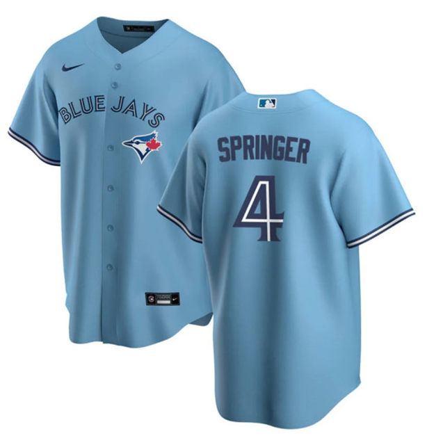 Men's Toronto Blue Jays #4 George Springer Royal Blue Home Replica Stitched Baseball Jersey