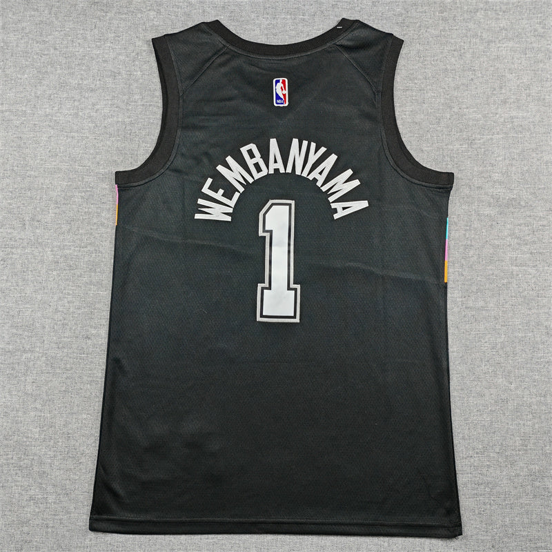 Victor Wembanyama #1 San Antonio Spurs City Edition Swingman Jersey – Black (Fiesta)