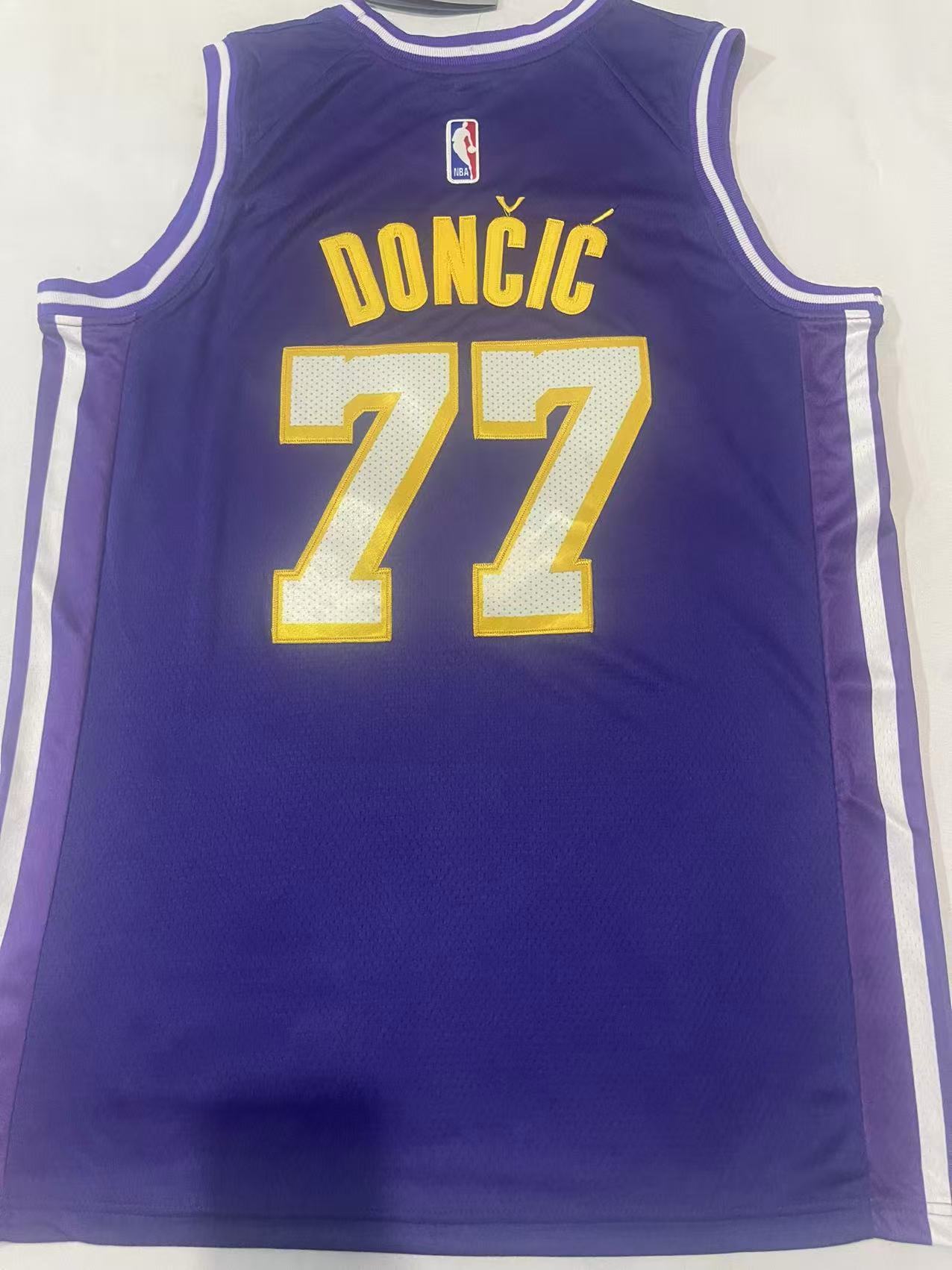 Luka Dončić #77 Los Angeles Lakers Statement Edition Swingman Jersey – Purple