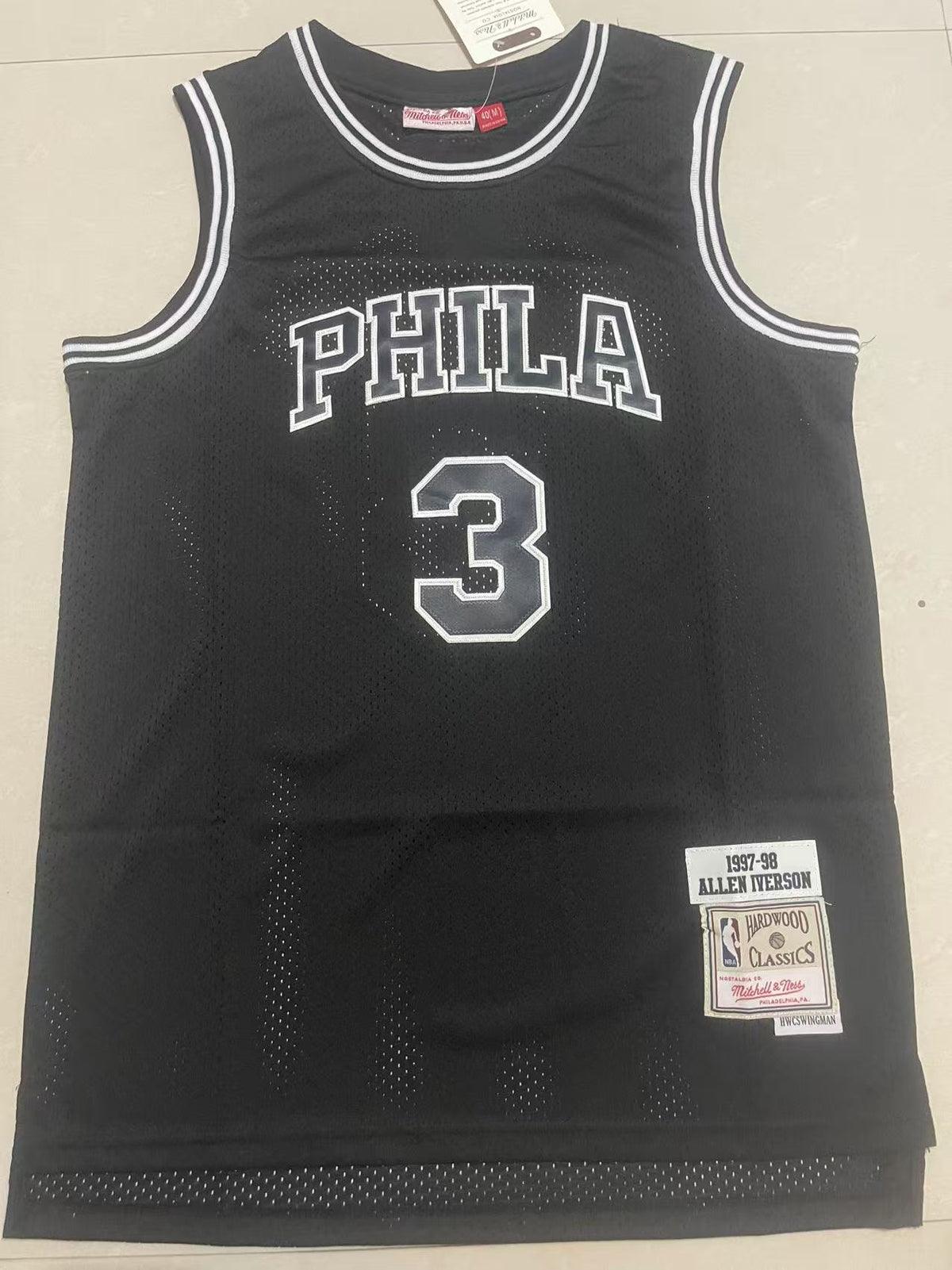 Allen Iverson #3 Philadelphia 76ers Mitchell & Ness 1997-98 Hardwood Classics Swingman Jersey – Black