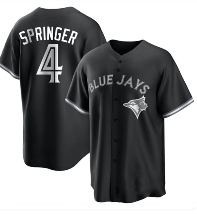 Men's Toronto Blue Jays #4 George Springer Royal Blue Home Replica Stitched Baseball Jersey