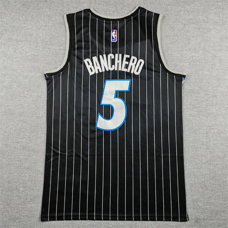 Paolo Banchero #5 Orlando Magic Statement Edition Swingman Jersey – Black Pinstripe