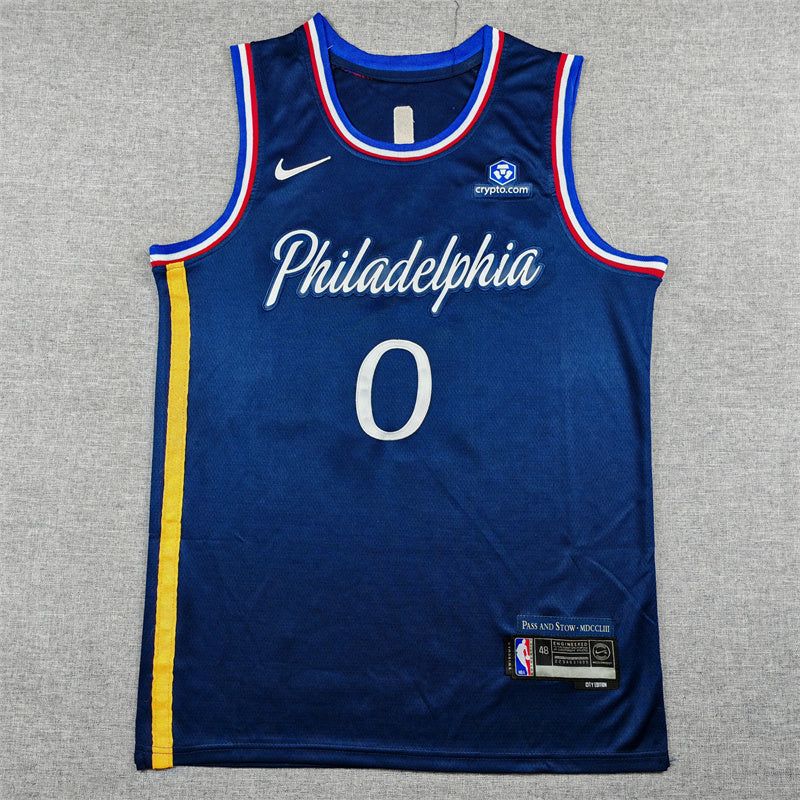 Tyrese Maxey #0 Philadelphia 76ers City Edition Swingman Jersey – Navy