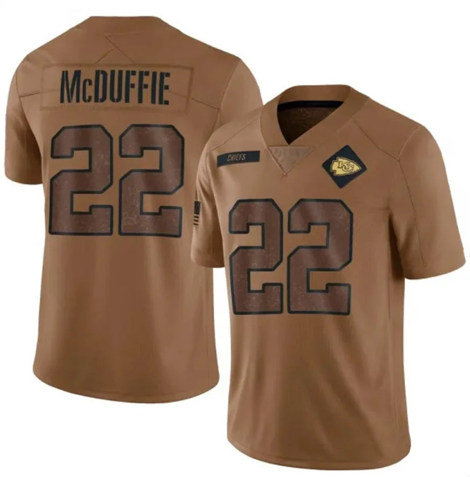 Men's Nike Trent McDuffie #22 Brown Kansas City Chiefs Salute to Service Limited Jersey