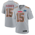 Men's Nike Patrick Mahomes Gray Kansas City Chiefs Super Bowl LVII Patch Atmosphere Fashion Game Jersey #15