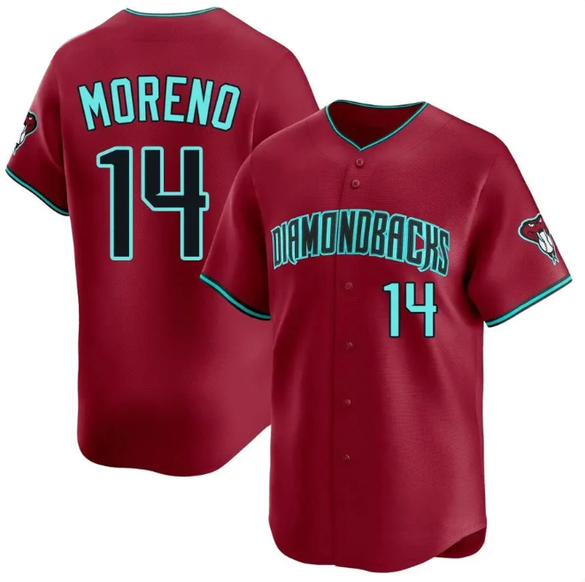 Men's Arizona Diamondbacks #14 Gabriel Moreno Crimson Red Alternate Stitched Jersey