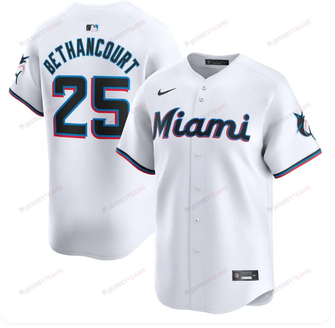Christian Bethancourt #25 Miami Marlins Men's Home Limited Player Jersey - White