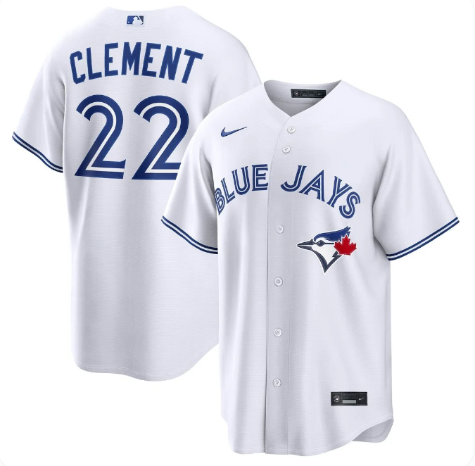 Men's Ernie Clement Toronto Blue Jays #28 Nike Home Replica Jersey - White