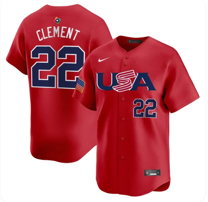 Men's Ernie Clement USA Baseball #5 2026 World Baseball Classic Alternate Stadium Jersey - Red