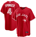 Men's Toronto Blue Jays #4 George Springer Red Canada Day Replica Stitched Baseball Jersey