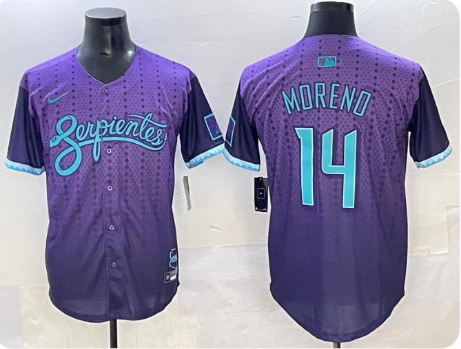 Men's Arizona Diamondbacks #14 Gabriel Moreno Purple 2025 City Connect Limited Player Jersey
