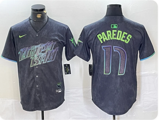 Isaac Paredes #15 Tampa Bay Rays Men's 2024 City Connect Limited Player Jersey - Charcoal