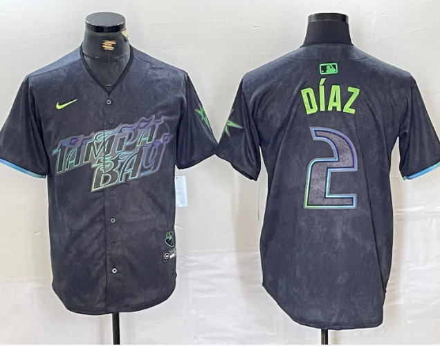 Men's Tampa Bay Rays #2 Yandy Díaz Charcoal 2024 City Connect Limited Player Jersey