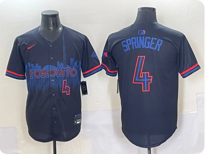 Men's Toronto Blue Jays #4 George Springer Black 2024 City Connect Limited Player Jersey