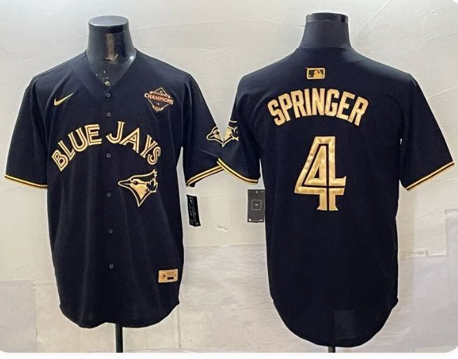 Men's Toronto Blue Jays #4 George Springer Black 2024 City Connect Limited Player Jersey