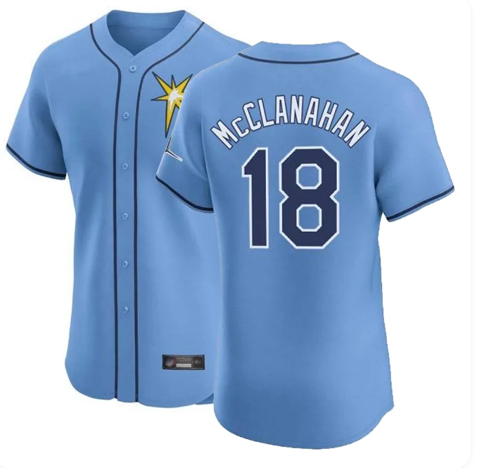 Men's Tampa Bay Rays #18 Shane McClanahan Light Blue Home Limited Edition Stitched Jersey