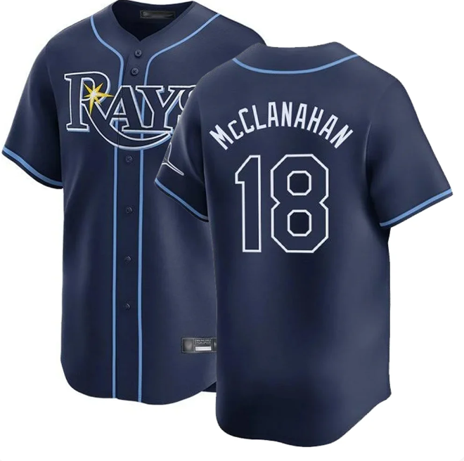 Men's Tampa Bay Rays #18 Shane McClanahan Navy Home Limited Edition Stitched Jersey