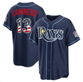 Tampa Bay Rays #13 Junior Caminero USA 250 Fourth of July Road Stadium Jersey - Navy