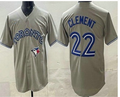 Men's Toronto Blue Jays Ernie Clement #22 Grey Road Cool Base Stitched Jersey