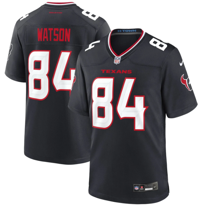 Men's Houston Texans Justin Watson Navy Team Game Jersey